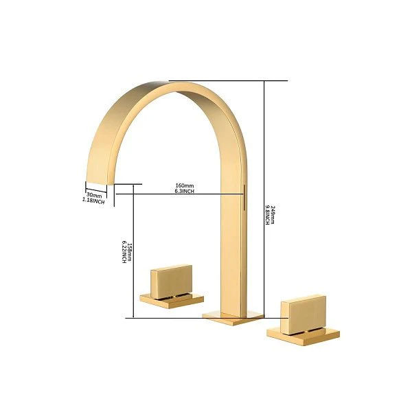 Cascada Polished Gold Bathroom Sink Faucet, Waterfall Spout with Dual Handles - Image 3