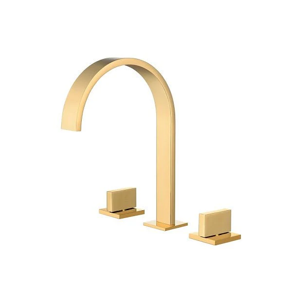Cascada Polished Gold Bathroom Sink Faucet, Waterfall Spout with Dual Handles - Image 4