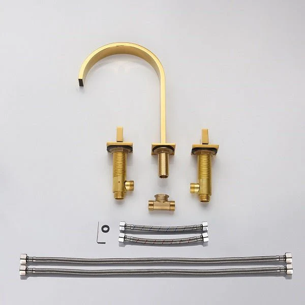 Cascada Polished Gold Bathroom Sink Faucet, Waterfall Spout with Dual Handles - Image 5