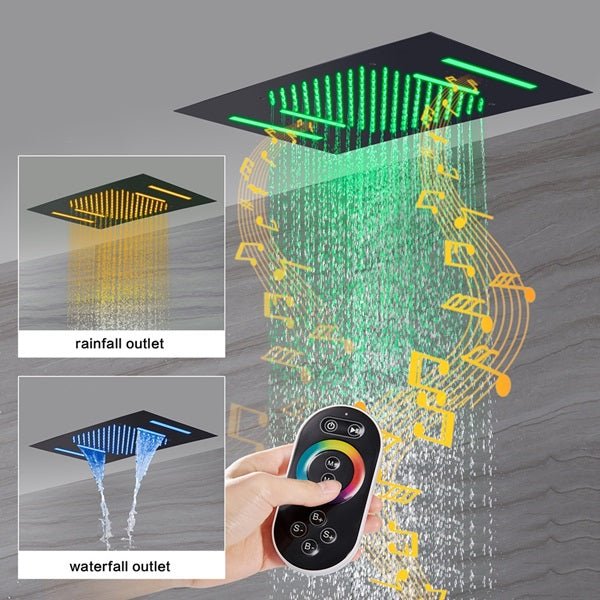 Cascada Cortona 15"x23" Multi-Function Ceiling Rainfall & Waterfall Music Showerhead