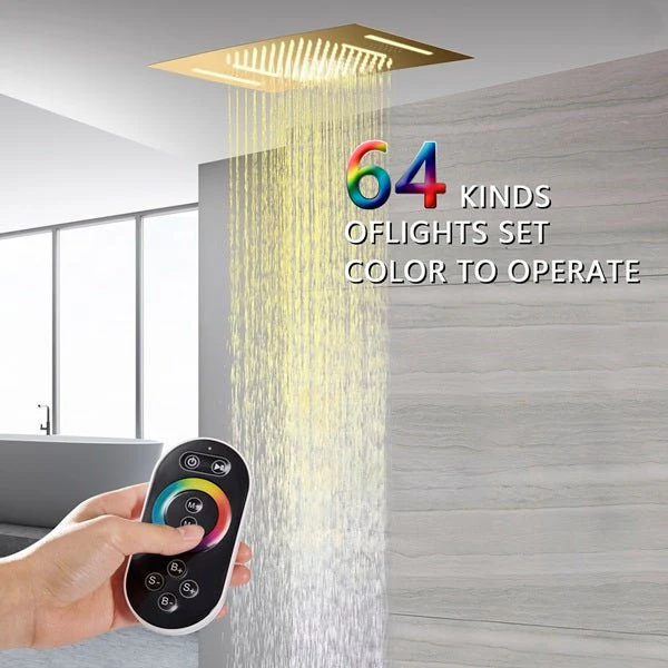 Cascada Cortona 15"x23" Multi-Function Ceiling Rainfall & Waterfall Music Showerhead - Image 8