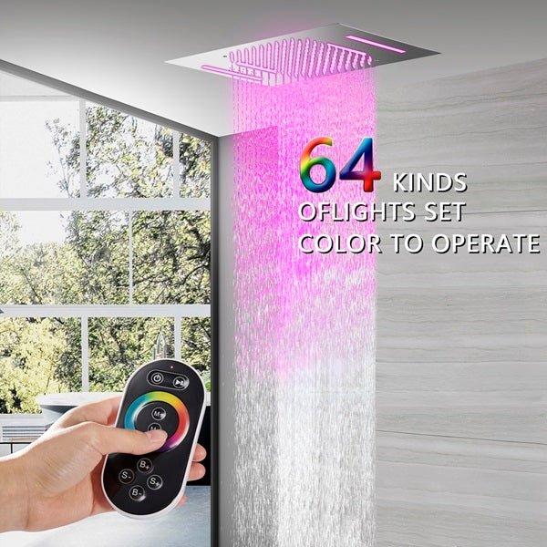 Cascada Cortona 15"x23" Multi-Function Ceiling Rainfall & Waterfall Music Showerhead - Image 9