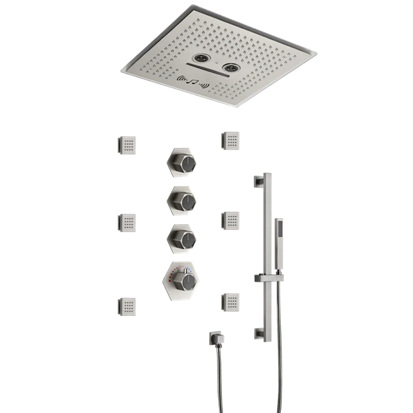 Cascada Davos 16" Brushed Nickel LED Music Shower System - Image 6