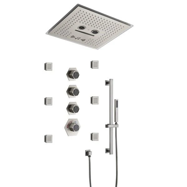 Cascada Davos 16" Brushed Nickel LED Music Shower System - Image 7