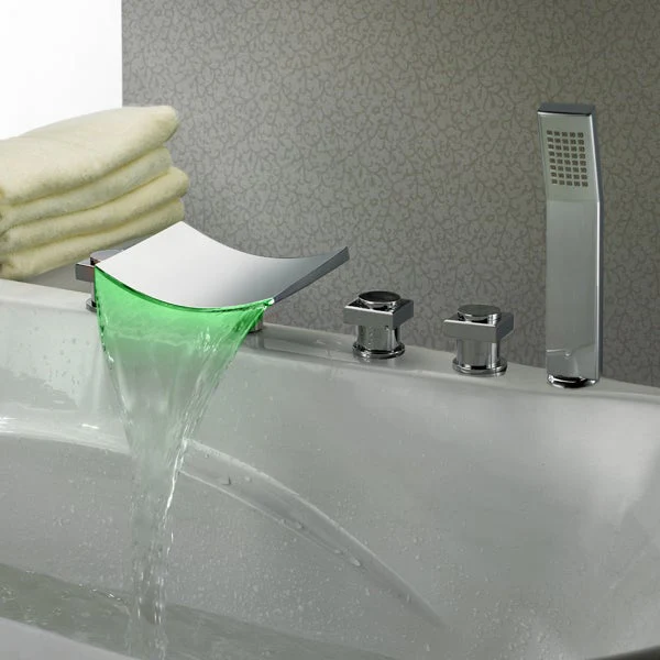 Deck Mounted Water Power Square LED Bathroom Sink Faucet - Image 3