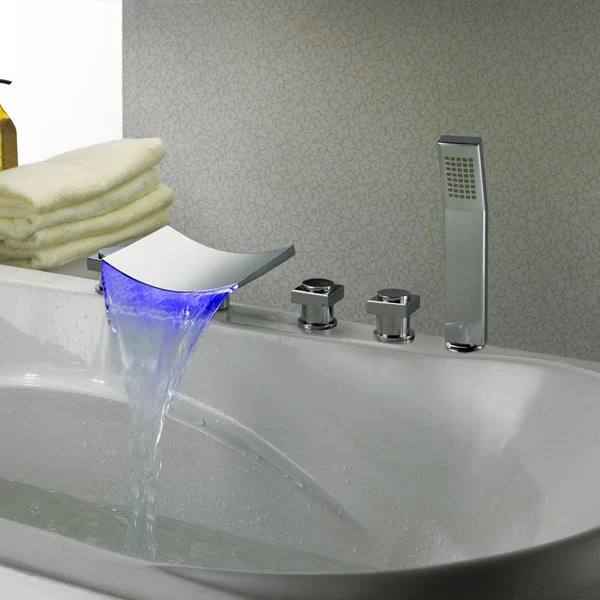 Deck Mounted Water Power Square LED Bathroom Sink Faucet - Image 4