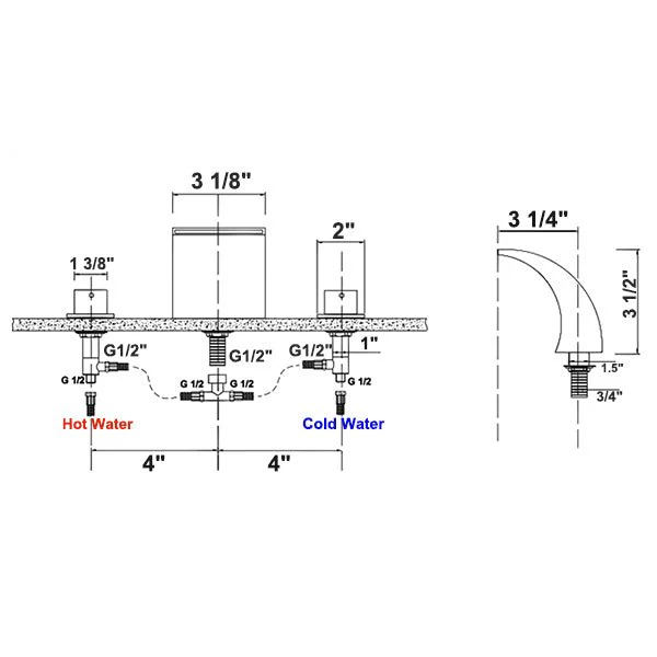 Cascada Deck Mounted Waterfall Bathroom Sink Faucet - Image 2