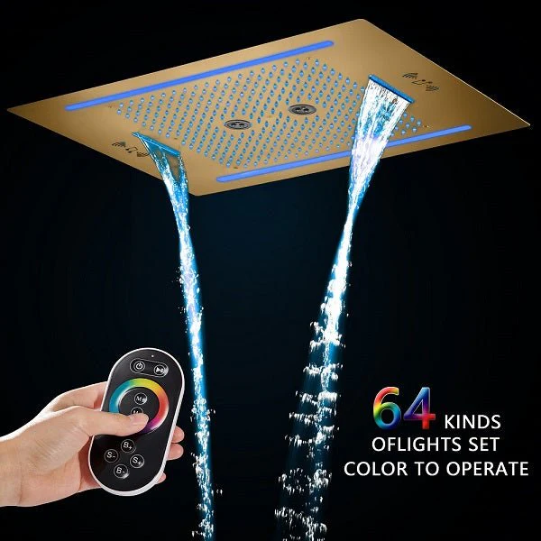 Cascada Florence 23"x31" Brushed Gold Music LED Shower Head - Image 7