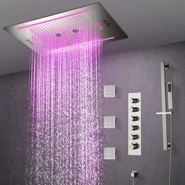 Cascada Florence 23"x31" Brushed Nickel Music LED Shower System - Image 13