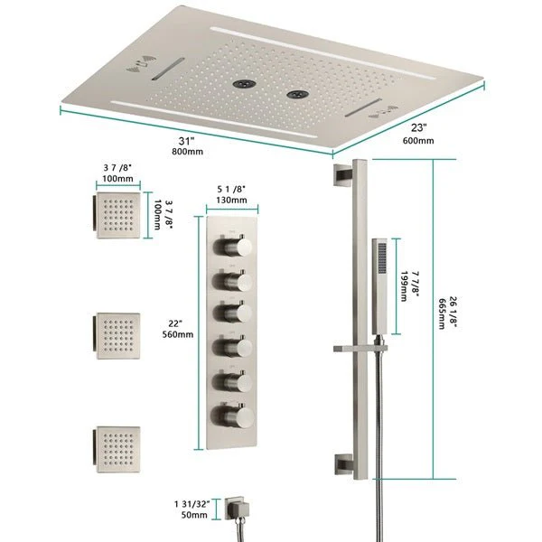 Cascada Florence 23"x31" Brushed Nickel Music LED Shower System - Image 5