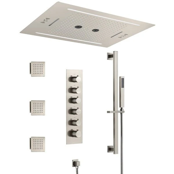 Cascada Florence 23"x31" Brushed Nickel Music LED Shower System - Image 9