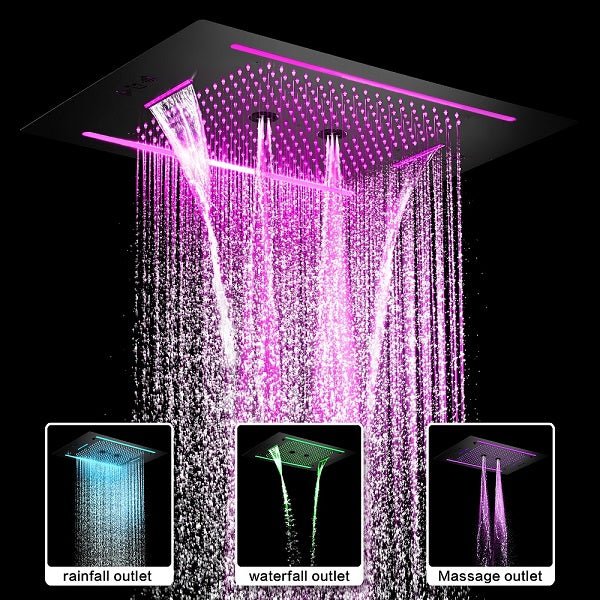 Cascada Florence 23"x31" Matte Black Music LED Shower Head - Image 2
