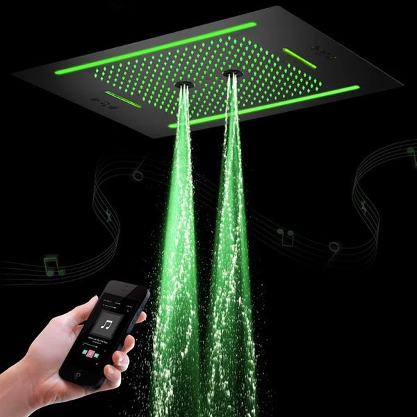 Cascada Florence 23"x31" Matte Black Music LED Shower System - Image 11