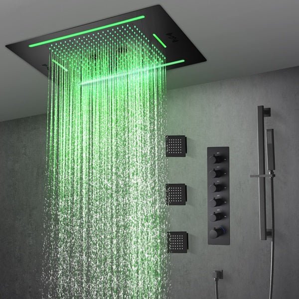 Cascada Florence 23"x31" Matte Black Music LED Shower System - Image 12