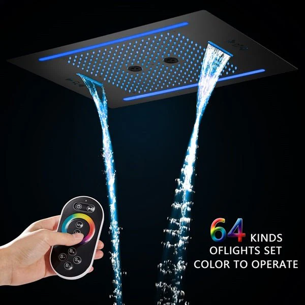 Cascada Florence 23"x31" Matte Black Music LED Shower System - Image 8