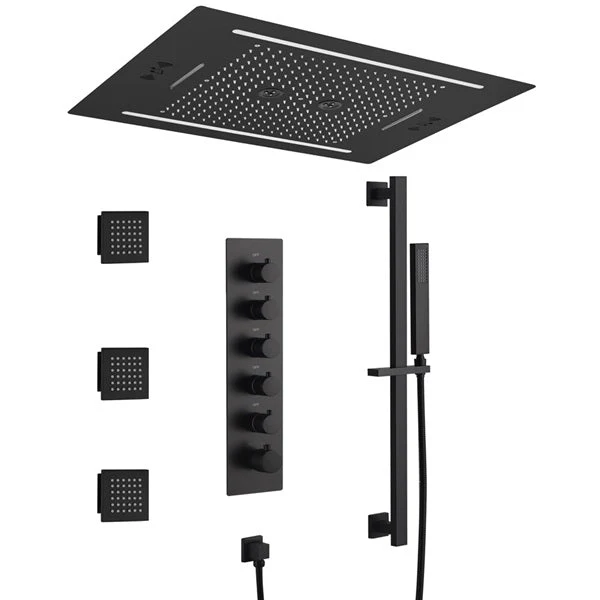 Cascada Florence 23"x31" Matte Black Music LED Shower System - Image 9