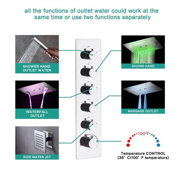 Cascada Florence 23"x31" Music LED Shower System - Image 3