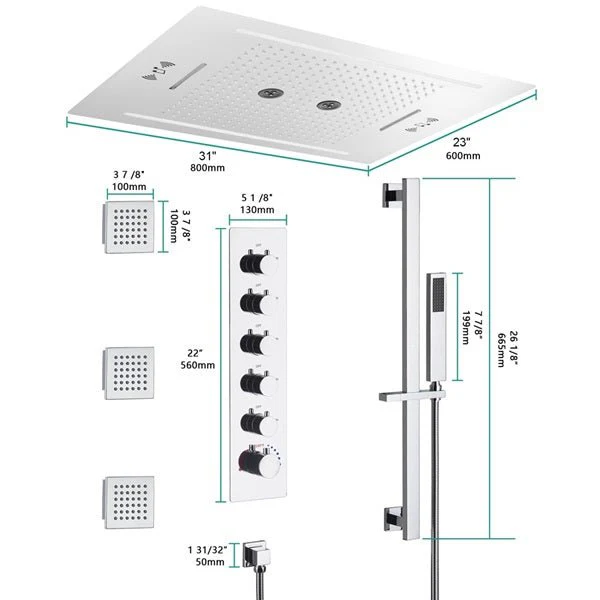 Cascada Florence 23"x31" Music LED Shower System - Image 6