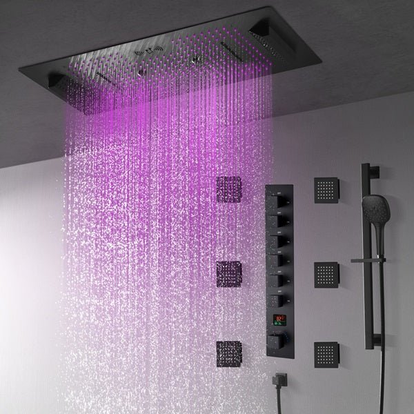 Cascada Genoa 16"x36" Matte Black Music LED Digital Shower System - Image 10