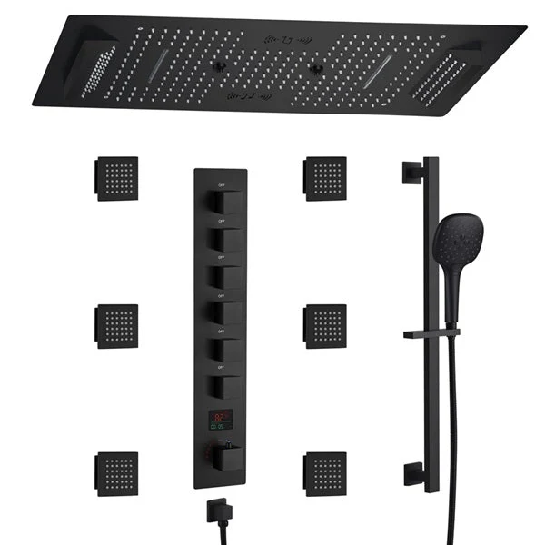 Cascada Genoa 16"x36" Matte Black Music LED Digital Shower System - Image 12