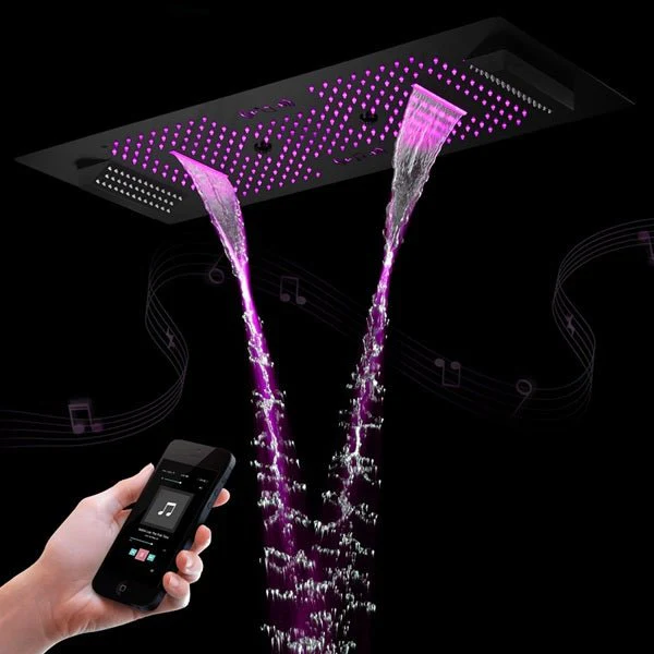 Cascada Genoa 16"x36" Matte Black Music LED Digital Shower System - Image 16