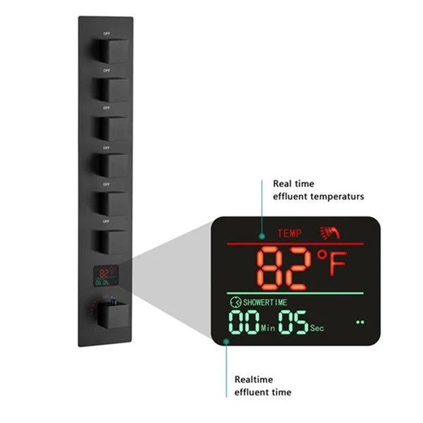Cascada Genoa 16"x36" Matte Black Music LED Digital Shower System - Image 3