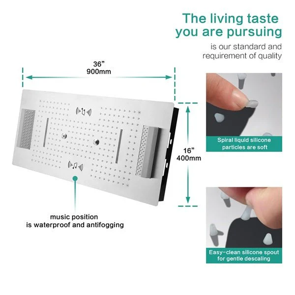 Cascada Genoa 16"x36" Music LED Digital Shower System - Image 7