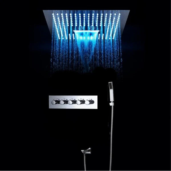 16" Luxurious Recessed LED Rainfall Thermostatic Shower System - Image 10