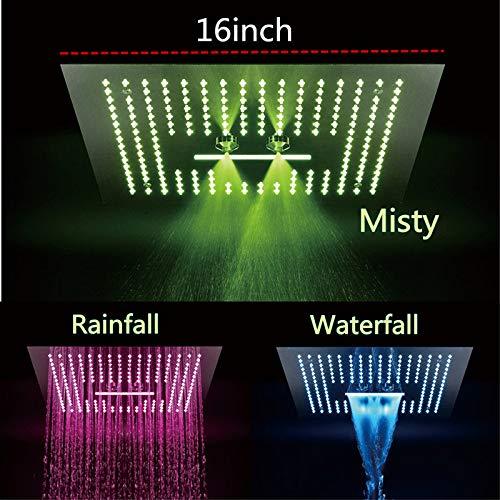 16" Luxurious Recessed LED Rainfall Thermostatic Shower System - Image 9