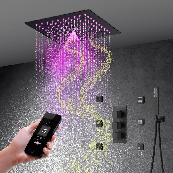 Cascada Royale 12" LED Bluetooth Shower System with Thermostatic Valve & 4 Spray Modes