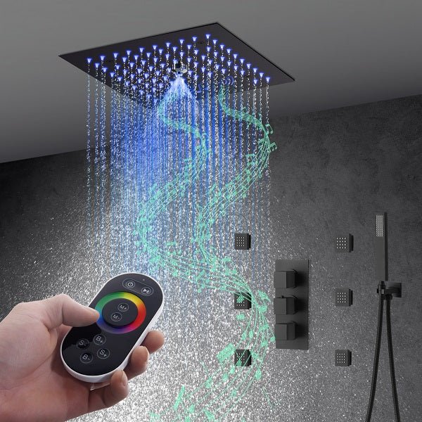 Cascada Royale 12" LED Bluetooth Shower System with Thermostatic Valve & 4 Spray Modes - Image 2