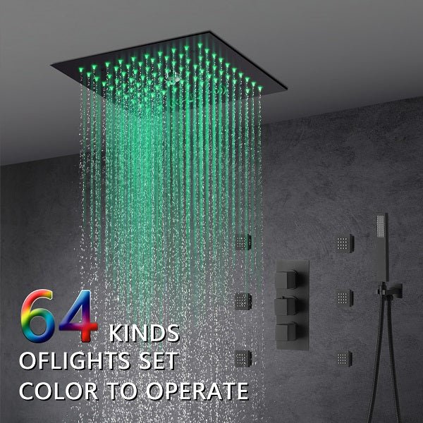 Cascada Royale 12" LED Bluetooth Shower System with Thermostatic Valve & 4 Spray Modes - Image 6