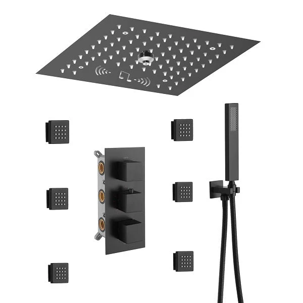 Cascada Royale 12" LED Bluetooth Shower System with Thermostatic Valve & 4 Spray Modes - Image 7