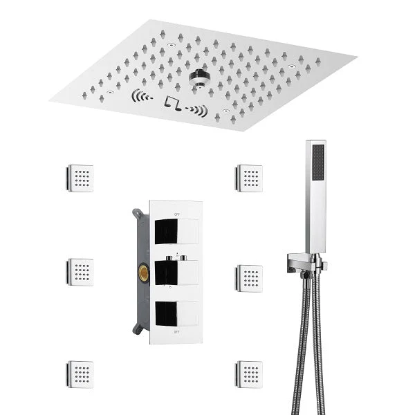 Cascada Royale 12" LED Bluetooth Shower System with Music Speakers & Thermostatic Valve - Image 12
