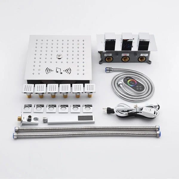 Cascada Royale 12" LED Bluetooth Shower System with Music Speakers & Thermostatic Valve - Image 4