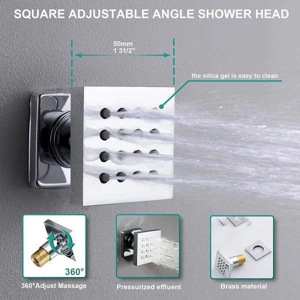 Cascada Royale 12" LED Bluetooth Shower System with Music Speakers & Thermostatic Valve - Image 6