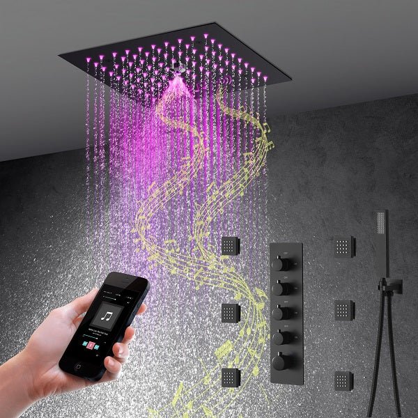 12" Music LED shower system with built-in Bluetooth Speaker
