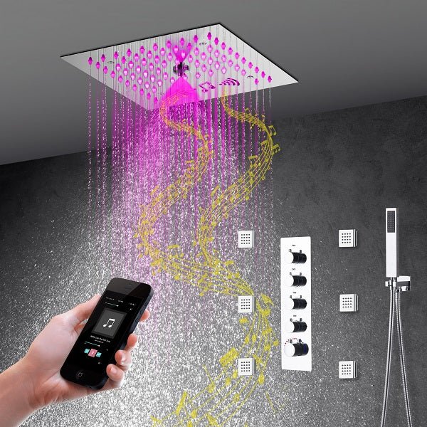 12” Music LED shower system with built-in Bluetooth Speaker