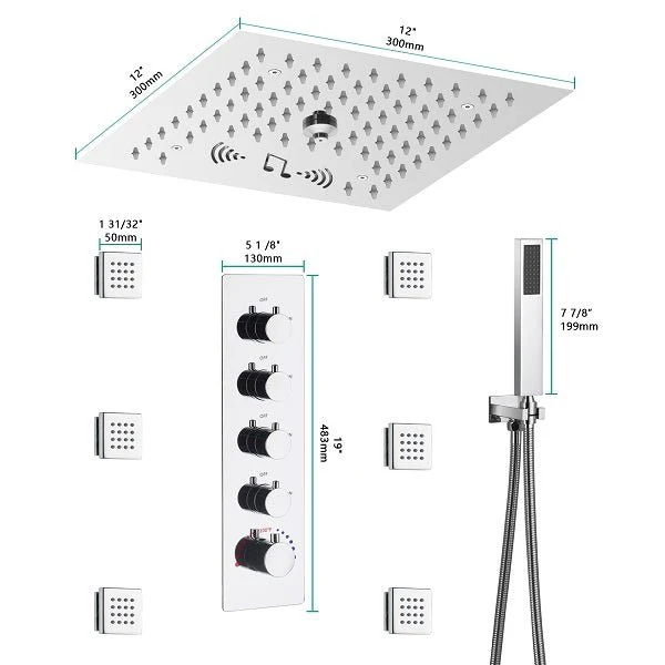 12” Music LED shower system with built-in Bluetooth Speaker - Image 6