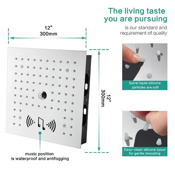 12” Music LED shower system with built-in Bluetooth Speaker - Image 9