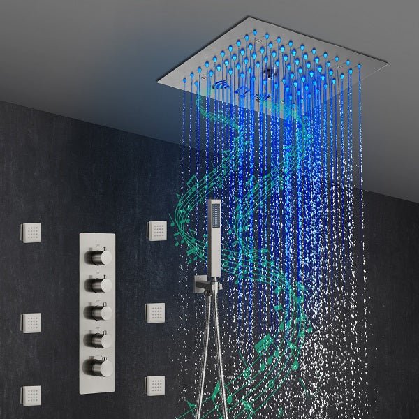 12” Music LED shower system with built-in Bluetooth Speaker