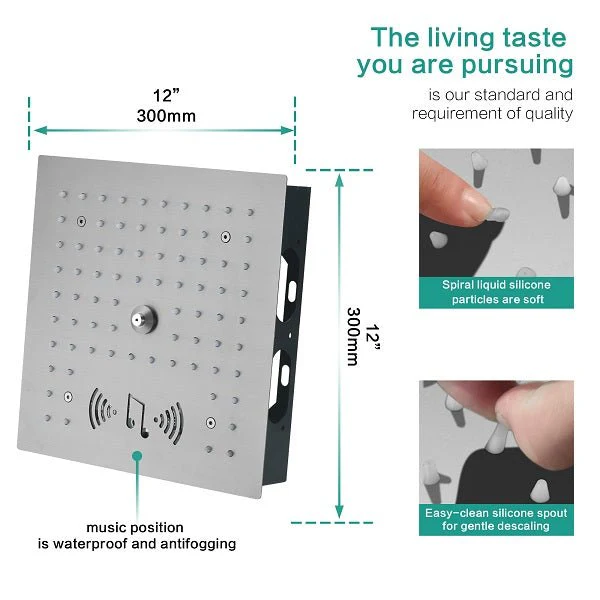 12” Music LED shower system with built-in Bluetooth Speaker - Image 12