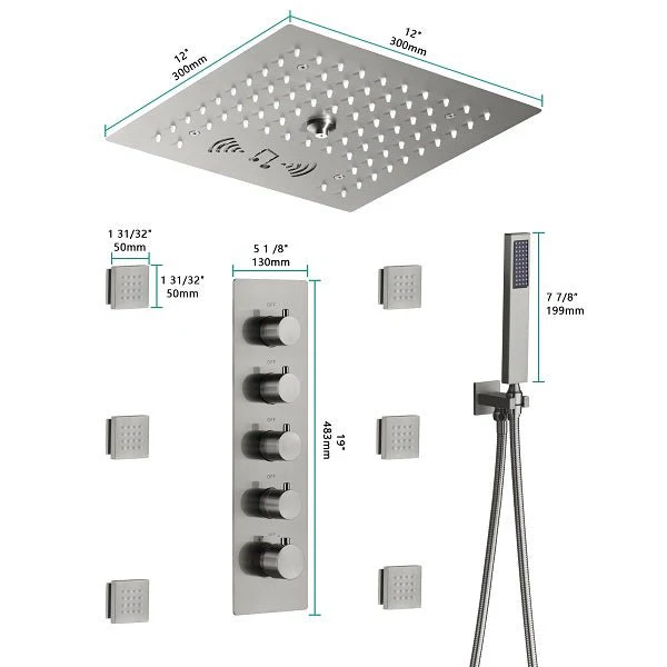 12” Music LED shower system with built-in Bluetooth Speaker - Image 7