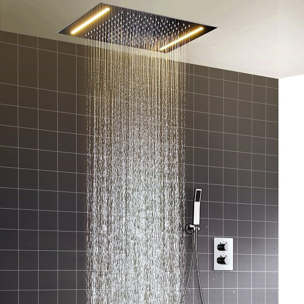 14"x20" White LED Shower Set with Dual Thermostatic Valve - Image 11