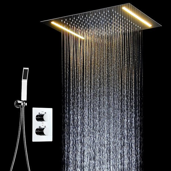14"x20" White LED Shower Set with Dual Thermostatic Valve - Image 2