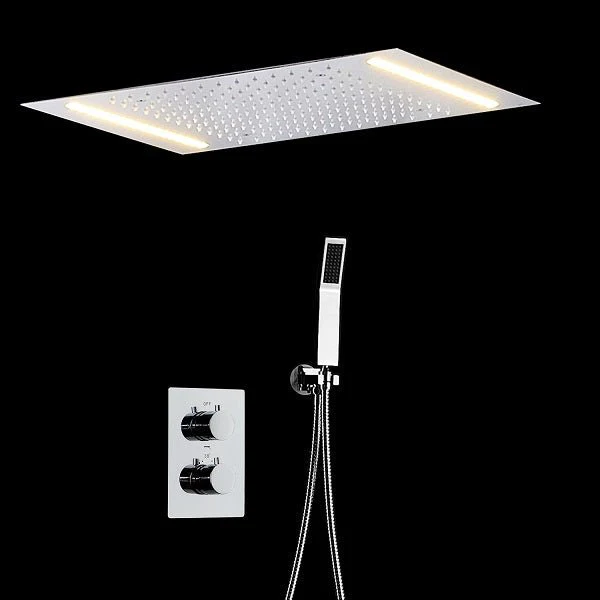 14"x20" White LED Shower Set with Dual Thermostatic Valve - Image 3