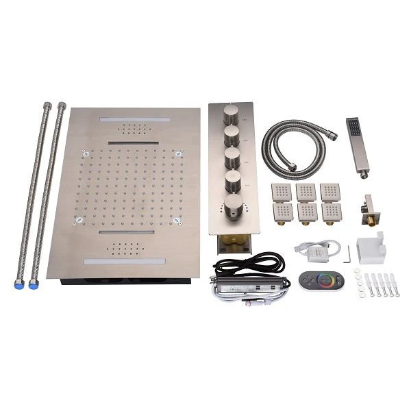 Cascada Serenity 15" x 23" Luxury LED Music Shower System with Bluetooth Speakers, 4-Function Rainfall, Waterfall, Body Jets - Image 4