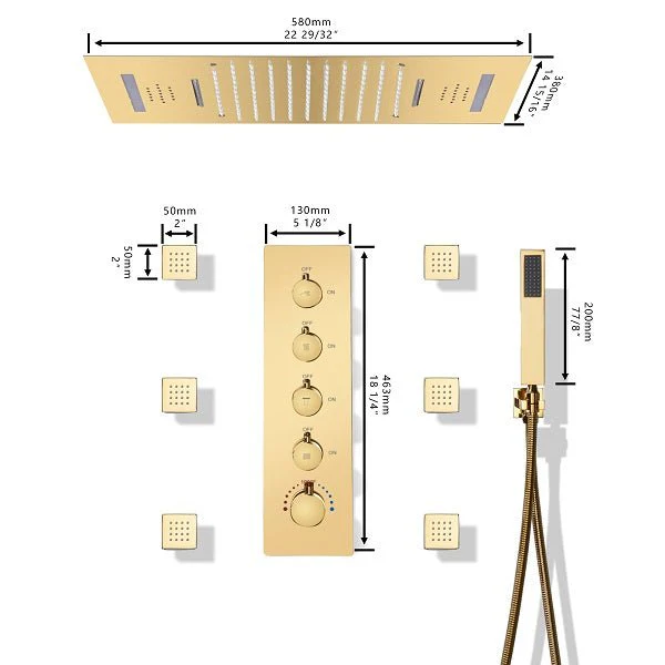Cascada Serenity Luxury 15" x 23" LED Music Shower System with Built-In Bluetooth Speakers – 4-Function - Image 7