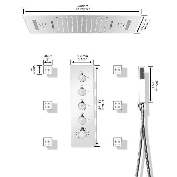 15"x23” Cascada Serenity Luxury Music Shower System - Image 11