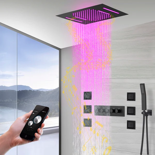 Cascada Cortona Luxury 15"x23" Bluetooth Shower Speaker System with LED Music Shower